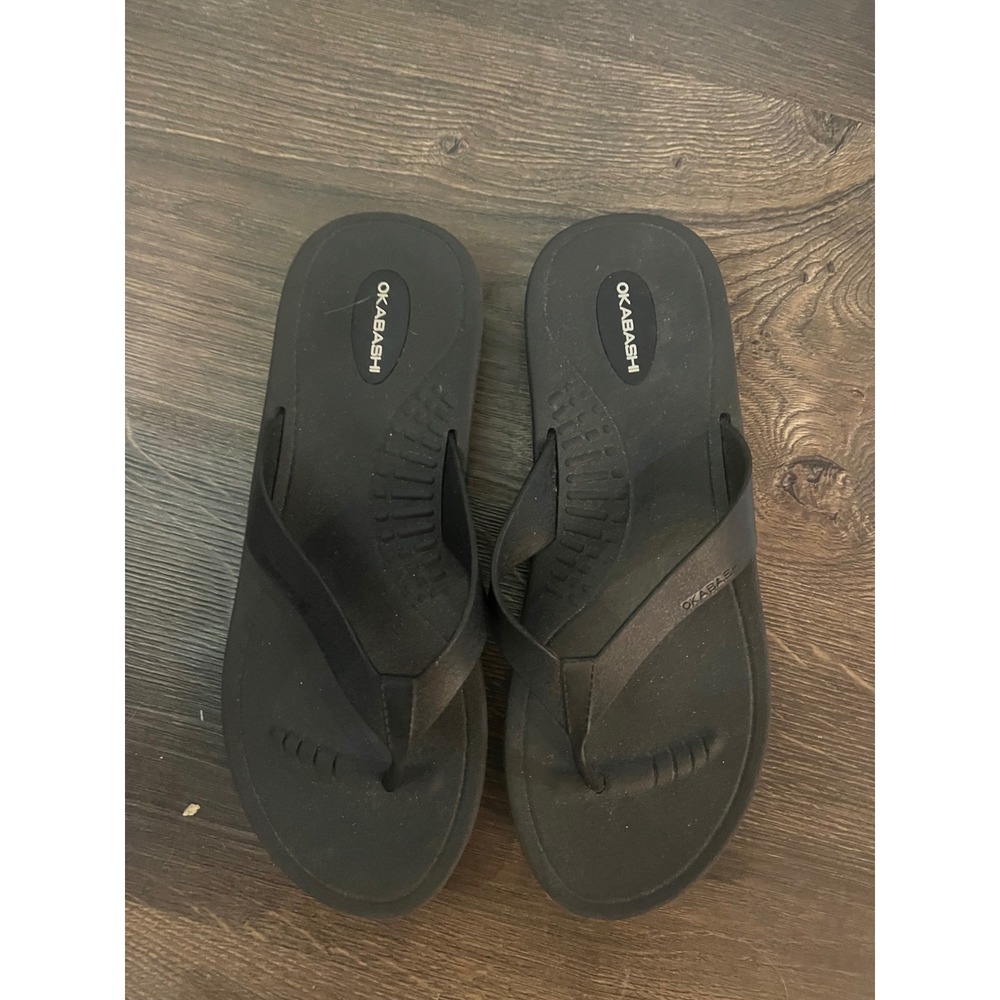 Okabashi Women Black Flip Flop Sandals Ergonomic Arch Support Size ML 8-9 USA